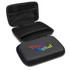 A black extra-large carry case with a colourful digital print design and mesh pockets inside.