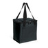 A square, dark green cooler bag with a zippered top and two black carrying handles. It features a side pocket.