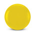 A yellow frisbee with a smooth, raised rim and a glossy finish, featuring a minimalistic design.
