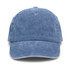 A vintage washed cap in a light blue hue, featuring stitching details and a logo.