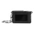 A black mini camera with a keyring attachment and a viewing window. It has a compact design suitable for portability.