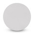 A round, white multi-functional magnetic badge with a plain surface and a logo on the back.