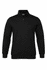 A black 1/4 zip sweater featuring long sleeves and a stand-up collar, designed for kids. It has a logo on it.