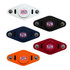 A set of five Vibro Fidget Spinners in white, black, navy, red, and orange, featuring a colourful logo.