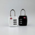 A portable TSA lock set featuring a white and a black lock with combination dials and a logo.