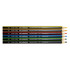 A colouring pencil set of six includes yellow, red, blue, green, black, and brown pencils, with branding visible.