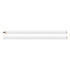 A white carpenter's pencil with a sharpened black tip, laying parallel to another identical pencil.
