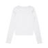 A white long-sleeve T-shirt with a fitted design and no visible branding.