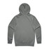 A grey hoodie with a standard fit and a hood, featuring a plain back design.