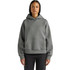 A grey active hooded sweatshirt with a front pocket and a relaxed fit, displayed on a model.
