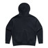 A dark navy hoodie with a spacious hood and no visible design elements on the back. It features a logo.