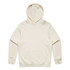 A cream-coloured hoodie with a front pocket and an adjustable hood. It features a branding logo.