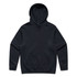 A navy hoodie featuring a front pocket and a hood, with a plain design and no visible logos.