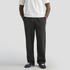 Cuffless track pants in dark grey, featuring a relaxed fit and side pockets, paired with a plain white t-shirt.
