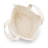 A cream-coloured tote bag featuring a sturdy base and two shoulder straps, with an internal fabric lining.