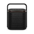A black Hudson Bluetooth speaker with a handle and control buttons on top. It features a textured surface design.