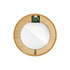 A circular wireless charger in natural wood finish with a clear top, featuring a built-in circuit board.