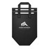 A black cooler bag with two top handles and a logo on the front. Features a flat base for stability.