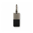 A sleek black and silver keytag with a keyring attachment for secure storage of keys.