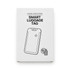 A white packaged product featuring a smart luggage tag design with an illustration and a logo.