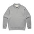 A grey collared crew jumper with a half-zip and long sleeves, featuring a subtle branding logo.