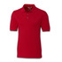 A red polo shirt featuring a collar and short sleeves, complete with buttons and a logo.