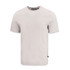 A light grey t-shirt with a crew neck and short sleeves, featuring a small logo on the side.