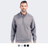 A men's half zip jacket in grey, featuring a collar and a logo on the chest.