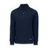A navy half zip jacket for men featuring long sleeves and a ribbed hem. The jacket has a logo on it.