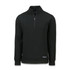 A black half zip jacket featuring a stand collar and long sleeves, with a logo on the lower hem.