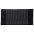 A reversible two-tone bath towel in black with vertical stripes, featuring a textured surface and a logo.