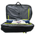 A Swiss Digital Java backpack in black with grey interior, featuring compartments for clothing and accessories.
