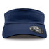 A navy blue sports visor featuring a wide brim and a logo. The design is simple and practical for headwear.