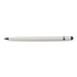 A sleek white aluminium inkless pen with a black tip, featuring a simple logo on the body.