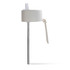 A drink bottle with a white lid and a stainless steel straw. It features a logo on the lid.