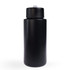 A drink bottle in matte black, featuring a wide mouth and a secure cap. Includes a logo on the surface.