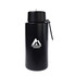 A drink bottle in matte black featuring a logo, designed for durability and outdoor use.