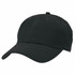 A black Poly Viscose Cap with a curved brim and a logo on the side.