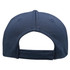 A navy cap with a mesh back and adjustable strap, featuring a logo on the side.