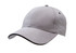 A grey cap with a curved brim and a small logo, featuring a simple and clean design.