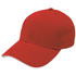A red cap featuring a curved brim and an eyelet. The cap has a simple design with no visible logos.