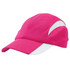 A pink cap with a white accent, featuring a logo on the side, designed for sportswear.