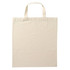 A reusable grocery bag with short handles in a light natural colour, featuring a simple design and no visible branding.