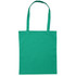 A green tote bag with long handles and a blank front, featuring a simple design and no visible branding.