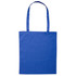 A blue tote bag with long handles and a plain design, featuring a logo.