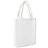 A white non-woven A4 tote bag with long handles and a simple design, featuring a logo.