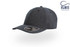 A dark grey cap with a curved visor and a logo, featuring a textured fabric design.