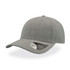 A grey cap with a mid visor and a branding logo on the side.