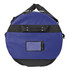 A purple waterproof gear bag with black accents and a handle, featuring a logo and a transparent identification panel.