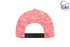 A red and grey textured cap featuring a black adjustable strap at the back and a logo.